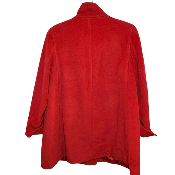 Oscar de la Renta Size 16 Orange Wool Angora Blend Button Up High Collar Coat - Picture 6 of 9